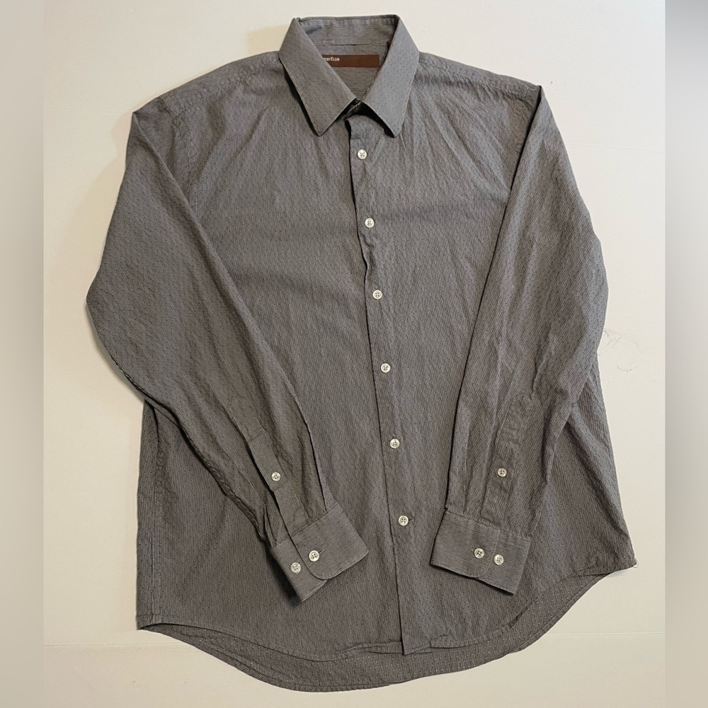 PERRY ELLIS LONG SLEEVE BUTTON DOWN DRESS SHIRT SIZE L GRAY